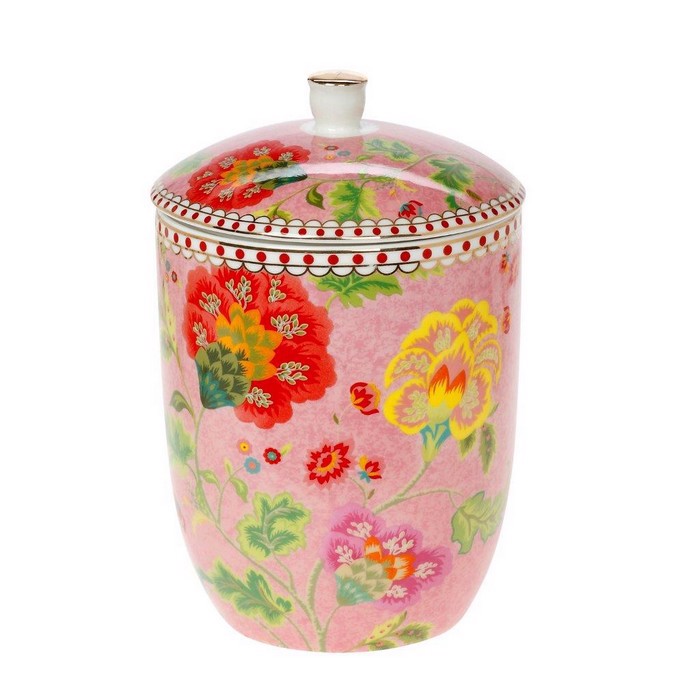 Cryspo Trio Μπισκοτιέρα 1.3Lt Πορσελάνης 'FLORAL PINK' 1422155 Cryspo Trio Biskotiera 1.3Lt Porselanis 'FLORAL PINK' 1422155